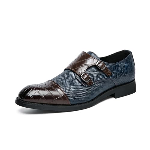 LMUIPMAA Herren Hochzeitskleid Loafer Pu-Leder Brogues Slip On Mokassins Monk-Schuh mit doppelter Schnalle Formale Büroschuhe,Blau,48 EU LMUIPMAA Herren Hochzeitskleid Loafer Pu-Leder Brogues Slip On Mokassins Monk-Schuh mit doppelter Schnalle Formale Büroschuhe,Blau,48 EU von LMUIPMAA