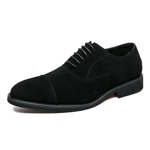 LMUIPMAA Herren Kleid Oxford Schuhe Klassische Schnürung Lässige Wildleder Business Atmungsaktive Schuhe,Schwarz,38 EU von LMUIPMAA