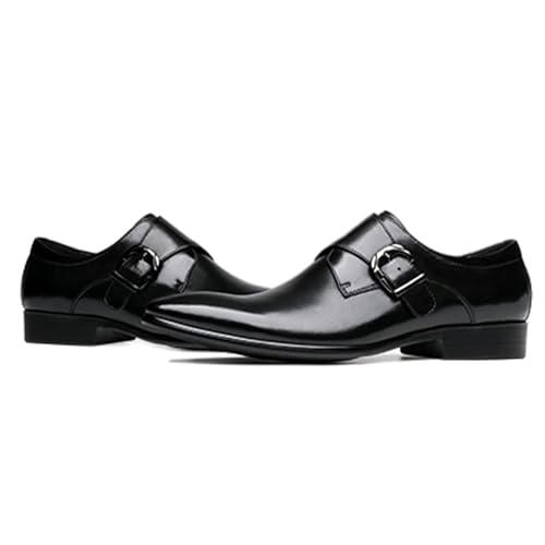 LMUIPMAA Herren Kleid Schuhe Slip On Oxford Plain Toe Moderne Formale Lederschuhe für Männer,Schwarz,39 EU von LMUIPMAA