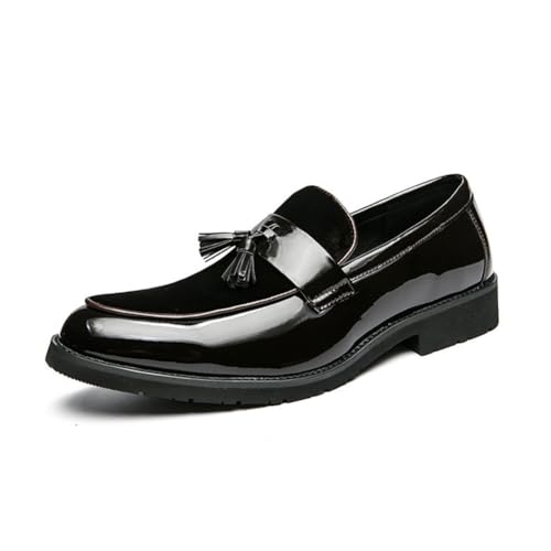 LMUIPMAA Herren Lackleder-Slipper, Anzugschuhe, Business- und Partys, formelle Veranstaltungen, Raucher-Hausschuhe,Braun,47 EU von LMUIPMAA