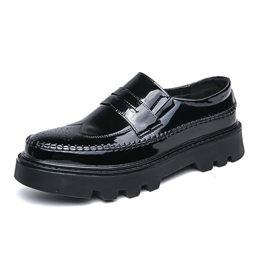 LMUIPMAA Herren-Loafer aus Brogue-Lackleder, formelle Anzugschuhe für Business, Hochzeit,Schwarz,45 EU LMUIPMAA Herren-Loafer aus Brogue-Lackleder, formelle Anzugschuhe für Business, Hochzeit,Schwarz,45 EU von LMUIPMAA