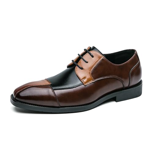 LMUIPMAA Herren Oxford Kleid Schuhe Mehrfarbig Getäfelt Leder Schnürschuhe Business Smoking Schuhe,Schwarz,40 EU von LMUIPMAA