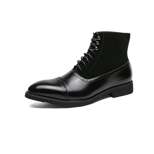 LMUIPMAA Herren Oxford Kleid Stiefelette Leder Schnürung Mittelhohe Chukka-Stiefelette Business-Arbeitsschuh,Schwarz,38 EU von LMUIPMAA