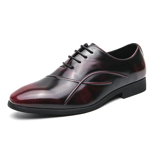 LMUIPMAA Herren Oxford Schuhe, Lackleder Formelle Anzugschuhe Runder Zehe schnüren Business Schuhe,Rot,46 EU LMUIPMAA Herren Oxford Schuhe, Lackleder Formelle Anzugschuhe Runder Zehe schnüren Business Schuhe,Rot,46 EU von LMUIPMAA