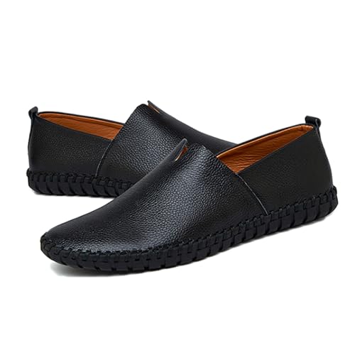 LMUIPMAA Herren Penny Loafer Leder Slip On Mokassins Bequeme Fahrschuhe Leicht Weich Bootsschuhe,Schwarz,44 EU von LMUIPMAA