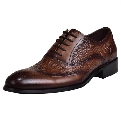 LMUIPMAA Herren Schnürh Businessschuhe Derby Brogues Lederschuhe Klassische Oxford Kleid Schuhe Für Männer,Braun,39 EU von LMUIPMAA