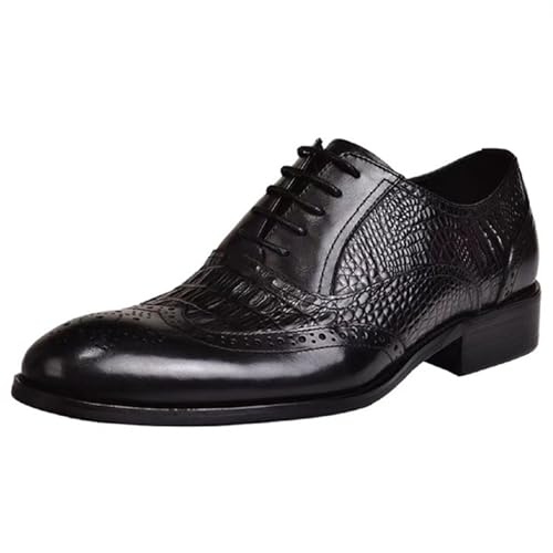 LMUIPMAA Herren Schnürh Businessschuhe Derby Brogues Lederschuhe Klassische Oxford Kleid Schuhe Für Männer,Schwarz,40 EU von LMUIPMAA