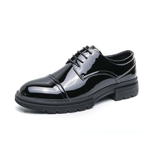 LMUIPMAA Herren Schnürkleid Schuhe Modern Formal Business Casual Büro Anzug Schuhe Lackleder Oxford Schuhe,Schwarz,41 EU von LMUIPMAA