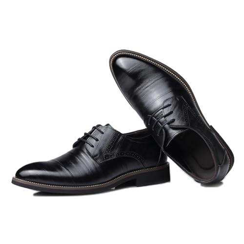 LMUIPMAA Herren Schnürschuhe Synthetische Leder Derby Hochzeit Oxford Formale Business Schuhe,Schwarz,38 EU von LMUIPMAA
