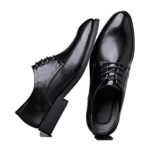 LMUIPMAA Herren Schwarz Leder Formal Business Oxford Derby Schuhe Brogue Wingtip Retro Kleid Schuhe für Männer,Schwarz,48 EU von LMUIPMAA