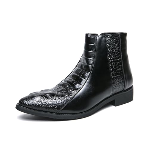 LMUIPMAA Herren Seitlicher Reißverschluss Chelsea Stiefeletten Spitze Zehenpartie Slip-On Chukka Stiefel Niedriger Absatz Business Kleid Westernstiefel,Schwarz,42 EU von LMUIPMAA