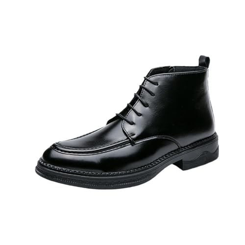 LMUIPMAA Herren Stiefeletten Schnüren Motorrad Chukka Stiefel,Schwarz,38 EU von LMUIPMAA
