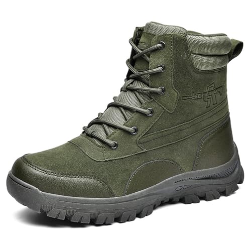 LMUIPMAA Herren Trekkingstiefel Knöchelhöhe Wanderschuhe Leichte Outdoor-Schuhe,Grün,44 EU von LMUIPMAA