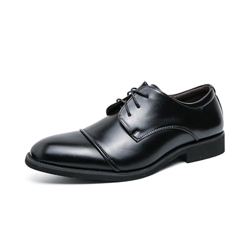 LMUIPMAA Herren Trendige Abendschuhe Business Formal Schnürung Oxfords Moderne Casual Derby Schuhe,Schwarz,43 EU von LMUIPMAA