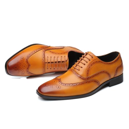 LMUIPMAA Herrenschuhe mit Flügelspitze, klassischer Brogue-Stil Oxford-Schnürschuhe,Gelb,40 EU LMUIPMAA Herrenschuhe mit Flügelspitze, klassischer Brogue-Stil Oxford-Schnürschuhe,Gelb,40 EU von LMUIPMAA