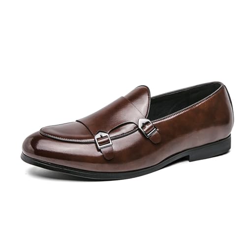 LMUIPMAA Klassische Monk-Schuhe für Herren, formelle Business-Loafer zum Hineinschlüpfen mit Doppelschnalle,Braun,43 EU LMUIPMAA Klassische Monk-Schuhe für Herren, formelle Business-Loafer zum Hineinschlüpfen mit Doppelschnalle,Braun,43 EU von LMUIPMAA