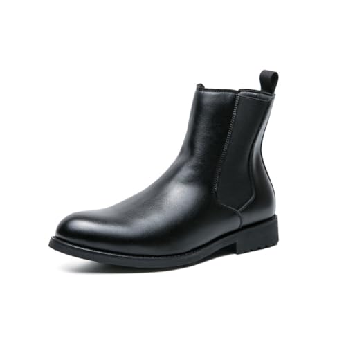 LMUIPMAA Lässige Chelsea-Stiefel für Männer Slip-On Business Stiefelette Formelle Kleid Lederschuhe,Schwarz,44 EU von LMUIPMAA