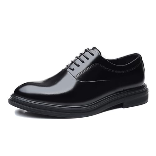 LMUIPMAA Leder Schuhe für Männer Business Kleider Schuhe mit formalen Schnürsenkeln Büro Hochzeit Flache Schuhe Schuhe Anzug,Schwarz,38 EU von LMUIPMAA