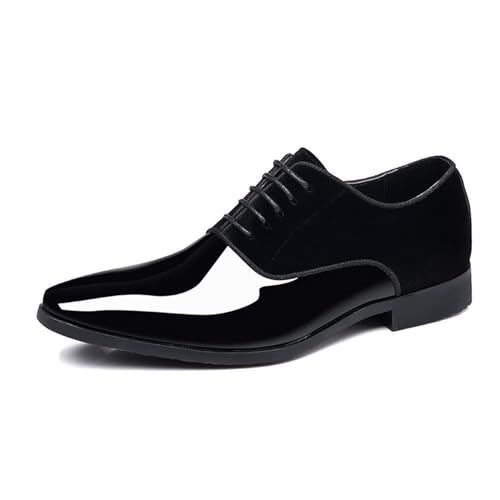 LMUIPMAA Männer formelle Schuhe Business Derby Schuhe Lackleder Schnür Hochzeit Anzugschuhe,Schwarz,40 EU von LMUIPMAA