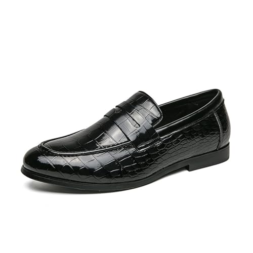 LMUIPMAA Mokassins Herren Leder Slip On Fahren Schuhe Leicht Loafers Flache Business Schuhe,Schwarz,45 EU von LMUIPMAA