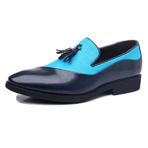 LMUIPMAA Mokassins Mann Anzug Schuhe Derbyschuhe Gekleidet Formale Casual Oxford Schuhe Mit Quaste,Blau,38 EU von LMUIPMAA