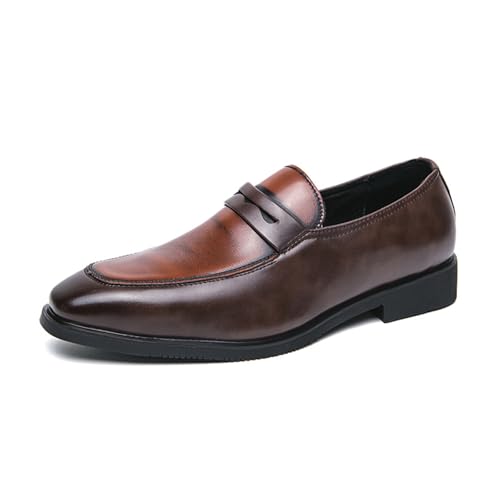 LMUIPMAA Mokassins Slipper Herren Leder Slip on Fahren Schuhe Leicht Weich Flache Business Schuhe,Braun,40 EU von LMUIPMAA