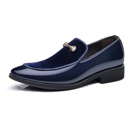 LMUIPMAA Mokassins Slipper Herren Leder Slip on Fahren Schuheflache Business Schuhe,Blau,38 EU von LMUIPMAA