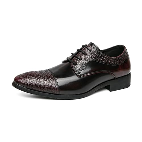 LMUIPMAA Oxford Business Lederschuhe für Herren Schnürschuhe formelle Schuhe,Burgundy,43 EU von LMUIPMAA