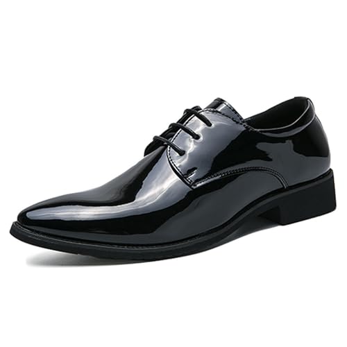 LMUIPMAA Smoking Schuhe, Lackleder Hochzeitskleid Schuhe Für Herren, Schnürschuhe, Formelle Business-Oxford-Schuhe,Schwarz,40 EU von LMUIPMAA