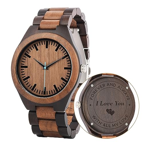 LMWOOD Personalisierte hölzerne Armbanduhr für Männer hölzerne Uhr für Papa Ehemann Jubiläum Geburtstag Vatertag von LMWOOD