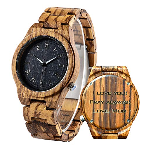 LMWOOD Uhren Aus Holz Herrenuhr, holzuhr mit Gravur persönliche Geschenkideen für männer, Geschenke zum Jahrestag Geburtstag Geschenke von LMWOOD