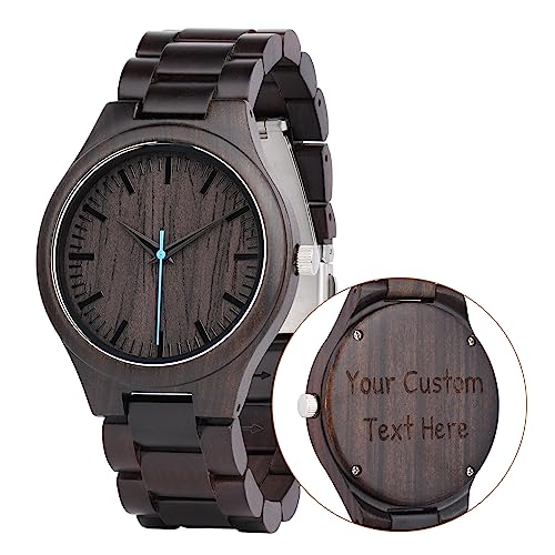 LMWOOD Uhren Aus Holz analog Herrenuhr mit Gravur, Armbanduhr für Männer, Persönliche Geschenkideen für Männer Ehemann von LMWOOD