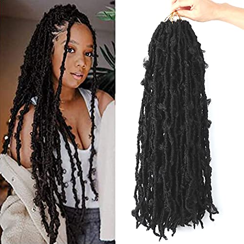 LMZIM 5 Packungen mit 24 Zoll verrückten Schmetterlingen Crochet Haar Für Schwarze Frauen Weich Distressed Faux Locs Pre-Looped Vor-Zöpfe (24 Zoll 5 Pack) 1B von LMZIM
