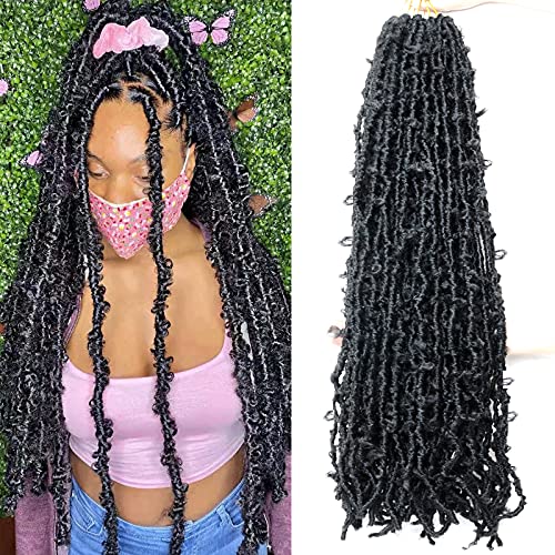 LMZIM Verrückter Schmetterling 36 Zoll, Häkelhaar, 5 Packungen Locs Weiche Und Lange Verwendete Imitation, Locs Häkelnadeln Für Schwarze Frauen 1B von LMZIM