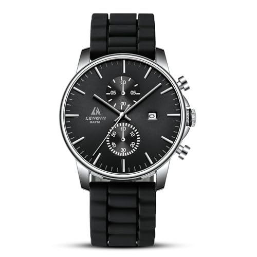 LN LENQIN Herren Analog Quarz Uhr - 30M Wasserdicht Armbanduhr Mit Datum - Mode Casual Uhren für Männer Mit Silikon Band von LN LENQIN