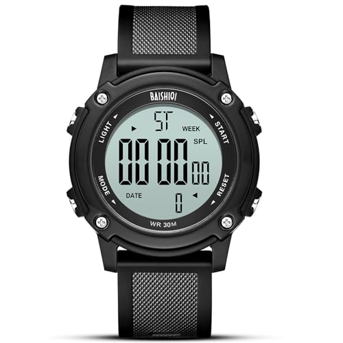 LN LENQIN Herren Digital Uhren Outdoor Sport Stil Uhren 30M Wasserdicht Armbanduhren mit Silikonband für Männer Mode Uhren mit Multifunktion/Kalender/Alarm/Chronograph/LED Hintergrundbeleuchtung von BAISHIOI