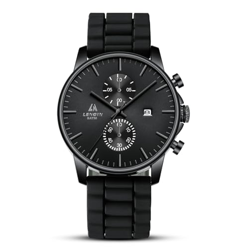 LN LENQIN Uhren Herren Analog Quarz Herren Uhr 30M Wasserdicht Armbanduhren Herren mit Datum Mode Casual Uhren für Männer Silikon Band von LN LENQIN