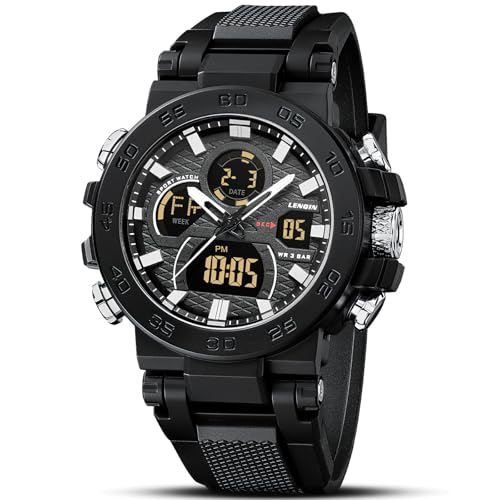 LN LENQIN Uhren Herren Digitaluhren Quarz Uhr Edelstahl Wasserdicht Armbanduhr für Herren Sportuhr mit Stoppuhr/Alarm/LED Hintergrundbeleuchtung LN LENQIN Uhren Herren Digitaluhren Quarz Uhr Edelstahl Wasserdicht Armbanduhr für Herren Sportuhr mit Stoppuhr/Alarm/LED Hintergrundbeleuchtung von LN LENQIN