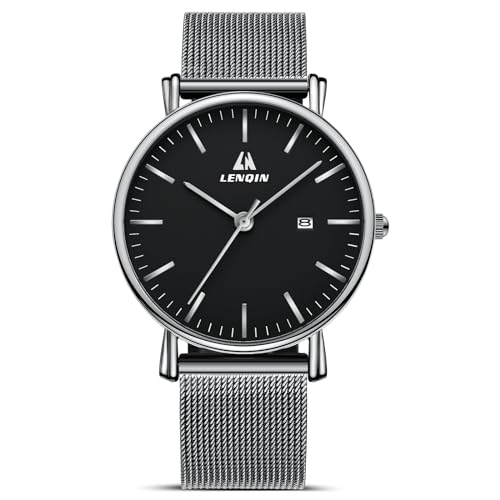 LN LENQIN Uhren Herren Edelstahl Herren Uhr 30M wasserdichte Analoge Quarz Uhren Herren Armbanduhren mit Datum Mode Freizeit Uhren für Männer von LN LENQIN