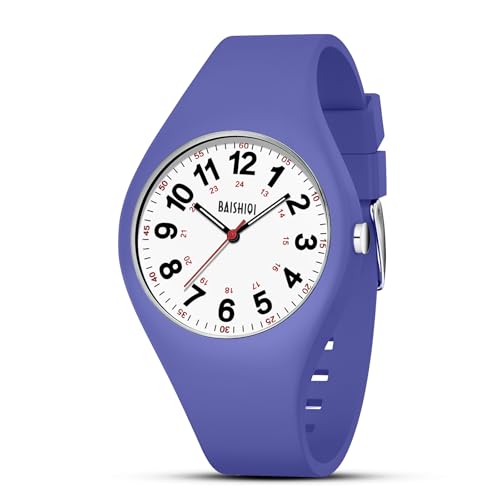 LN LENQIN Unisex Analog Quarz Uhren 30M Wasserdicht Krankenschwester Uhren mit Silikonband geeignet für Medizinstudenten/Krankenschwester/Doktoren (Lila) von LN LENQIN