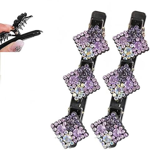 Geflochtene Haarnadeln mit funkelnden Kristallsteinen, modischer Diamant-Kopfschmuck für Damen, geflochtene Haaraccessoires mit funkelnden Strasssteinen (Quadrat (2 Stück) G) von LNBLAKBXBD