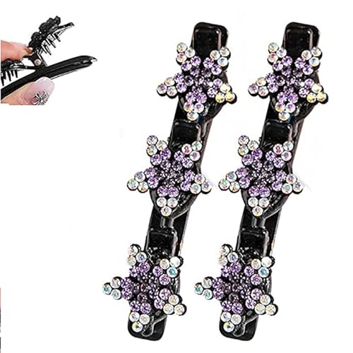 Geflochtene Haarnadeln mit funkelnden Kristallsteinen, modischer Diamant-Kopfschmuck für Damen, geflochtene Haaraccessoires mit funkelnden Strasssteinen (Stern (2 Stück) B) von LNBLAKBXBD