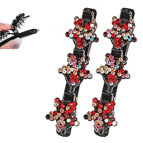 Geflochtene Haarnadeln mit funkelnden Kristallsteinen, modischer Diamant-Kopfschmuck für Damen, geflochtene Haaraccessoires mit funkelnden Strasssteinen (Stern (2 Stück) C) von LNBLAKBXBD