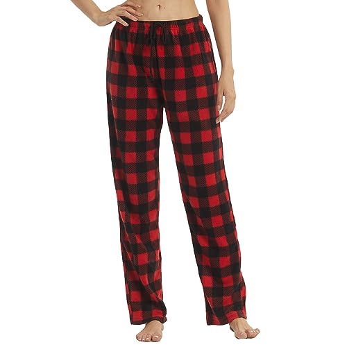 LNFINTDO 1-2er Pack Damen Pyjamahose Loungehose Schlafanzughose Soft Lang Fleece Karierte Pyjamahose Freizeithose Weihnachts Pyjama mit Kordelzug von LNFINTDO