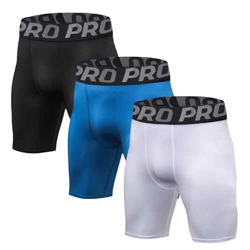 LNFINTDO 3er Pack Kompressionsshorts Herren Schnelltrocknendes Kompressionshose Kurze Atmungsaktiv Baselayer Sporthose Männer Laufunterwäsche Radlerhose von LNFINTDO