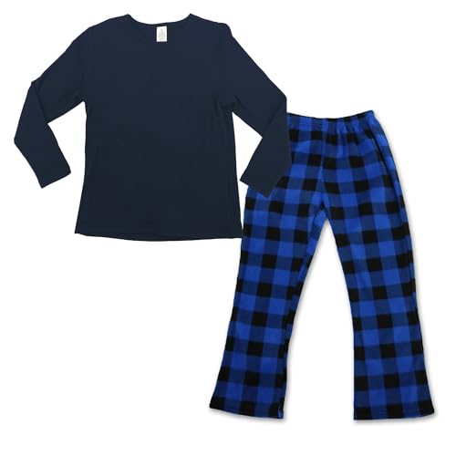 LNFINTDO Kinder Mädchen Schlafanzüge Langarm Winter Karierte Pyjama Set Teenager Fleece Zweiteilig Nachtwäsche Weihnachten Pyjama Größe 7-13 Jahre von LNFINTDO