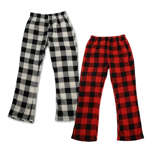 LNFINTDO Mädchen Jungen Schlafanzughose Lang Elastische Taille Pyjamahose Kinder Kariert Freizeithose mit 2 Taschen Schlafanzüghosen 7-13 Jahre von LNFINTDO