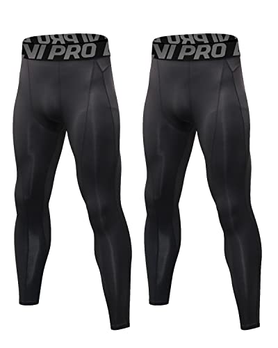 LNJLVI Herren Kompressionshose Laufhose lang Sporthose Leggings Funktionshose (Schwarz-Schwarz,XL) von LNJLVI