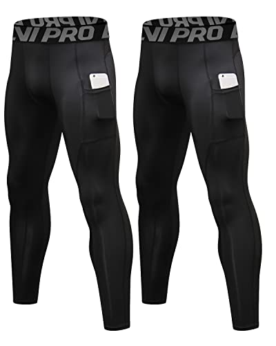 LNJLVI Kompressionshose Herren Sport Leggings Atmungsaktive Trainingshose für Jogging Fitnessstudio Laufen (Schwarz-Schwarz,M) von LNJLVI