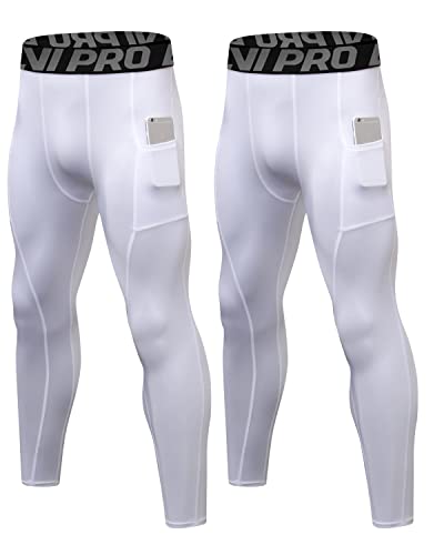 LNJLVI Kompressionshose Herren Sport Leggings Atmungsaktive Trainingshose für Jogging Fitnessstudio Laufen (Weiß-Weiß,XXL) von LNJLVI